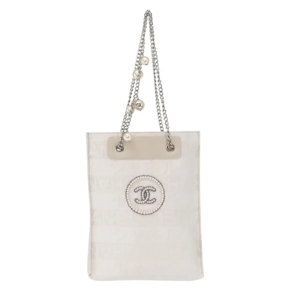 Chanel Nylon Chain Shoulder Bag White